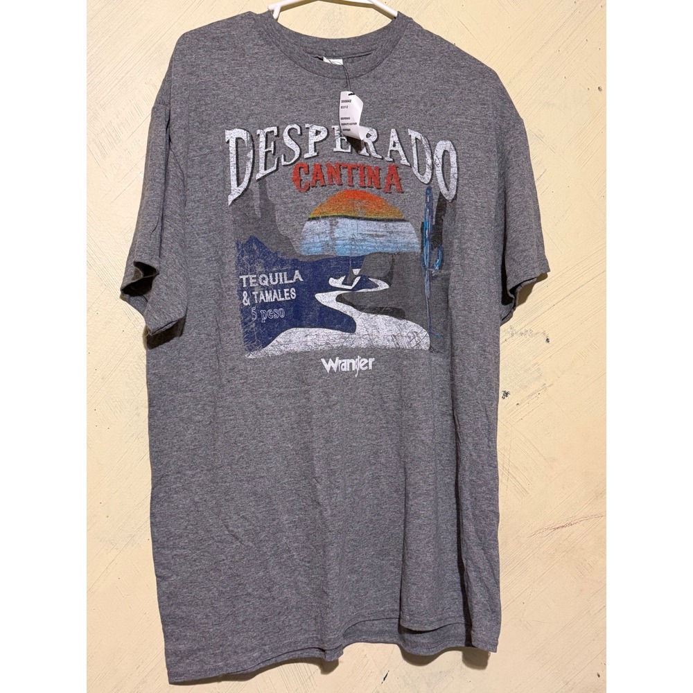 Wrangler Desperado Cantina Graphic T-Shirt Mens Large Gray Tequila Tamales NEW - Picture 2 of 4